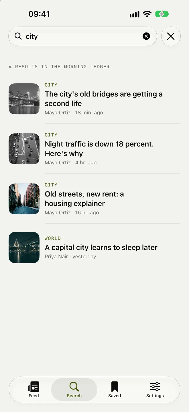 Search results inside a source